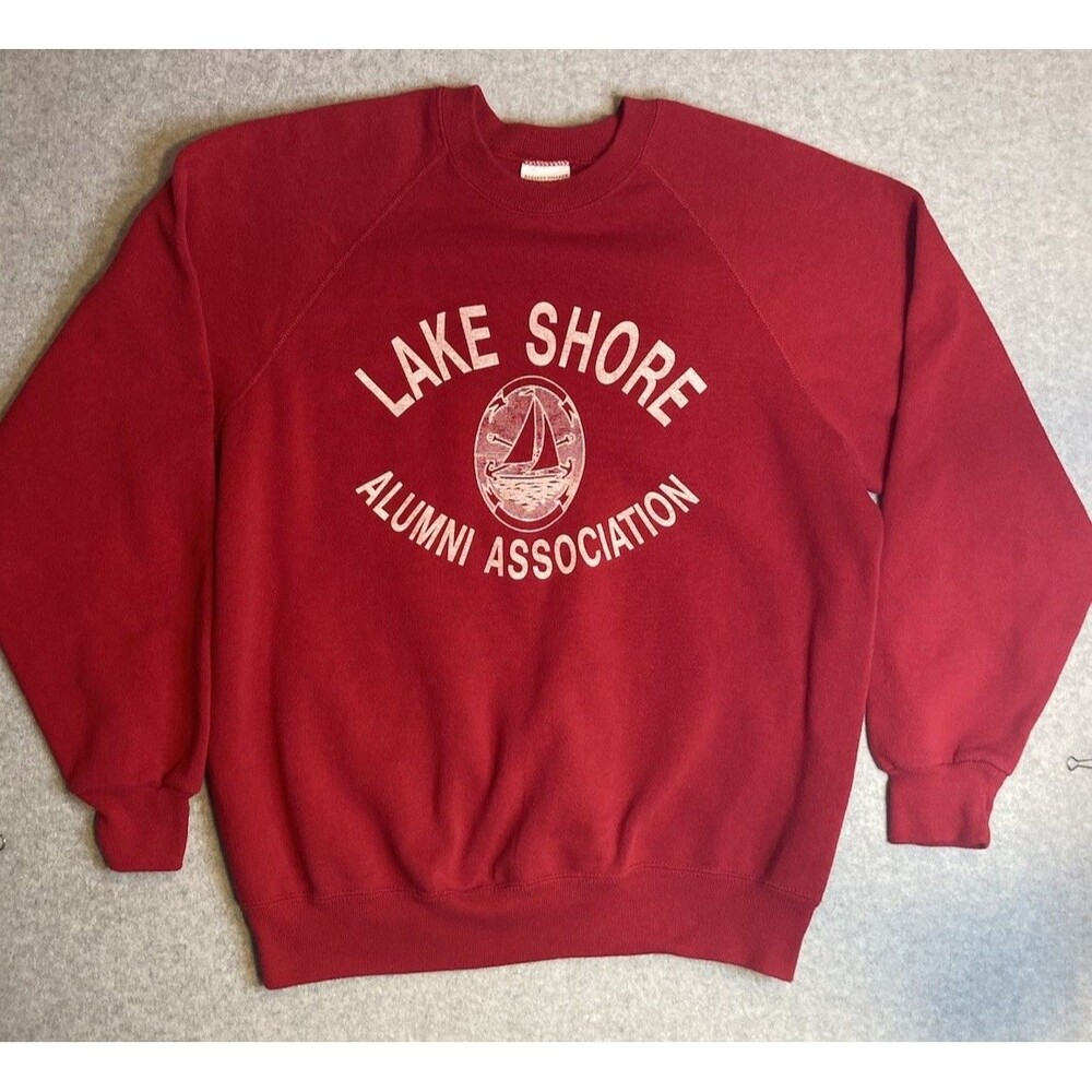 VTG Sweatshirt BW W Sz Xl Red Nautical Sailing Beach Coastal Lake Boating Ocean